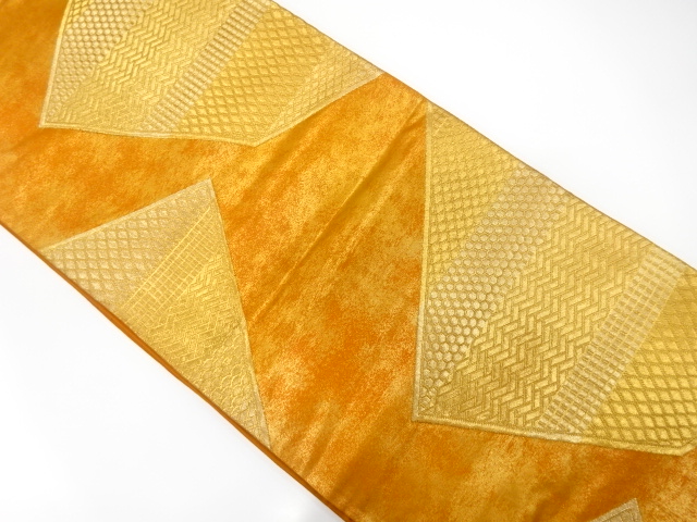 JAPANESE KIMONO / ANTIQUE FUKURO OBI / SILK / WOVEN GEOMETRIC